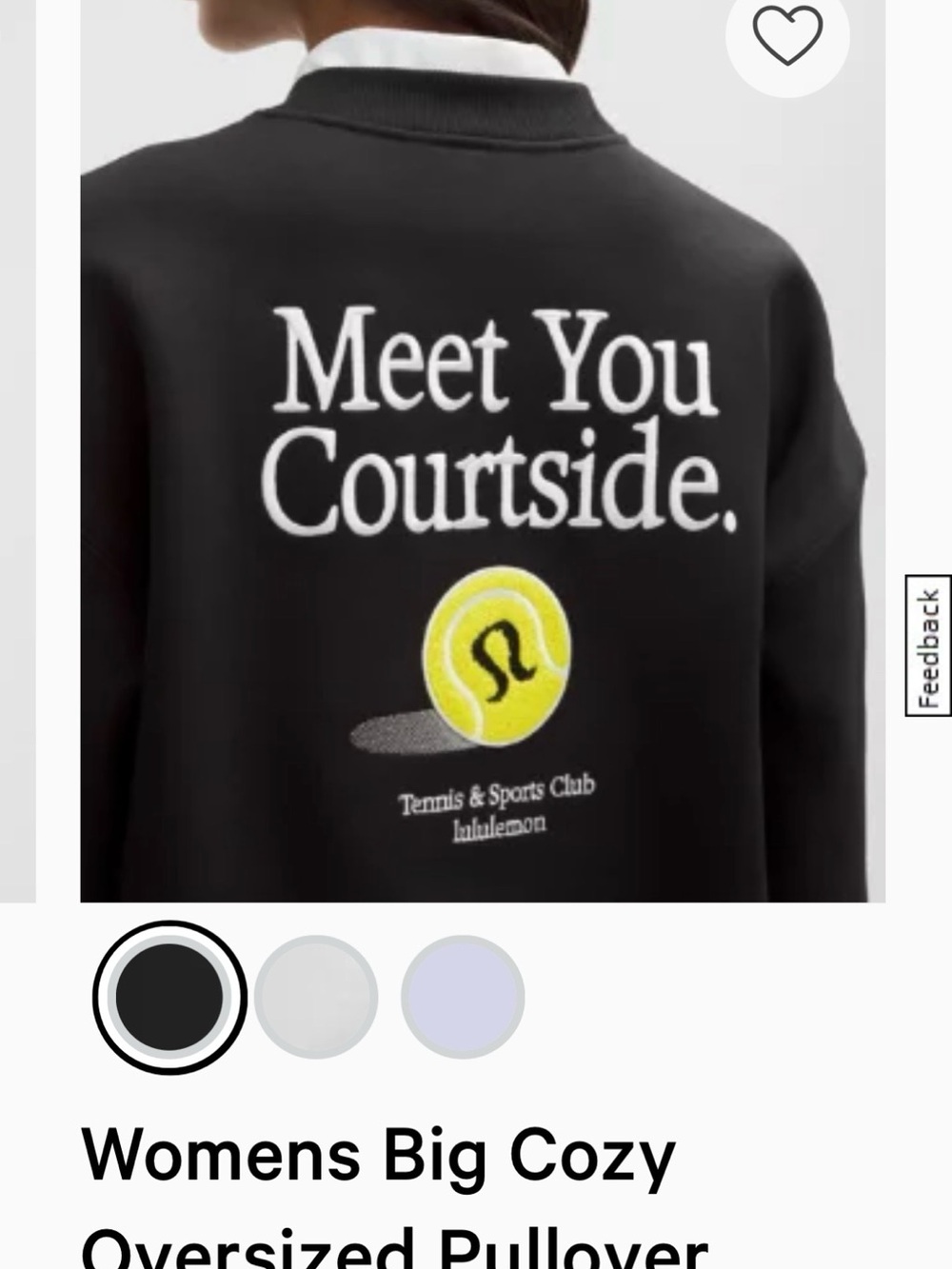 lululemon athletica Black Crewneck Pullover with Yellow Tennis Graphic